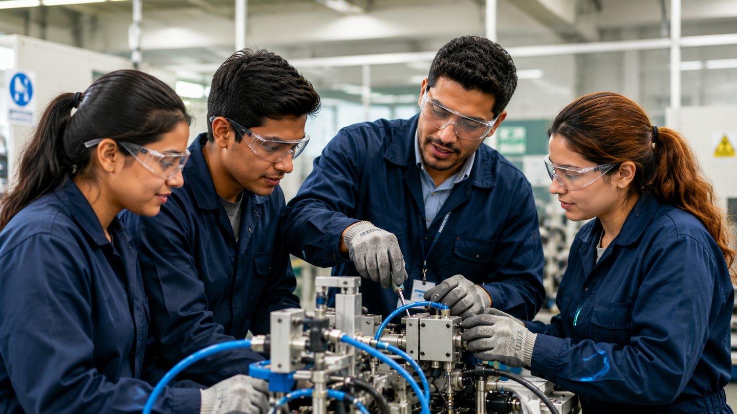 Equipo en una actividad de capacitación técnica